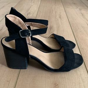 Black Strappy Block Heels